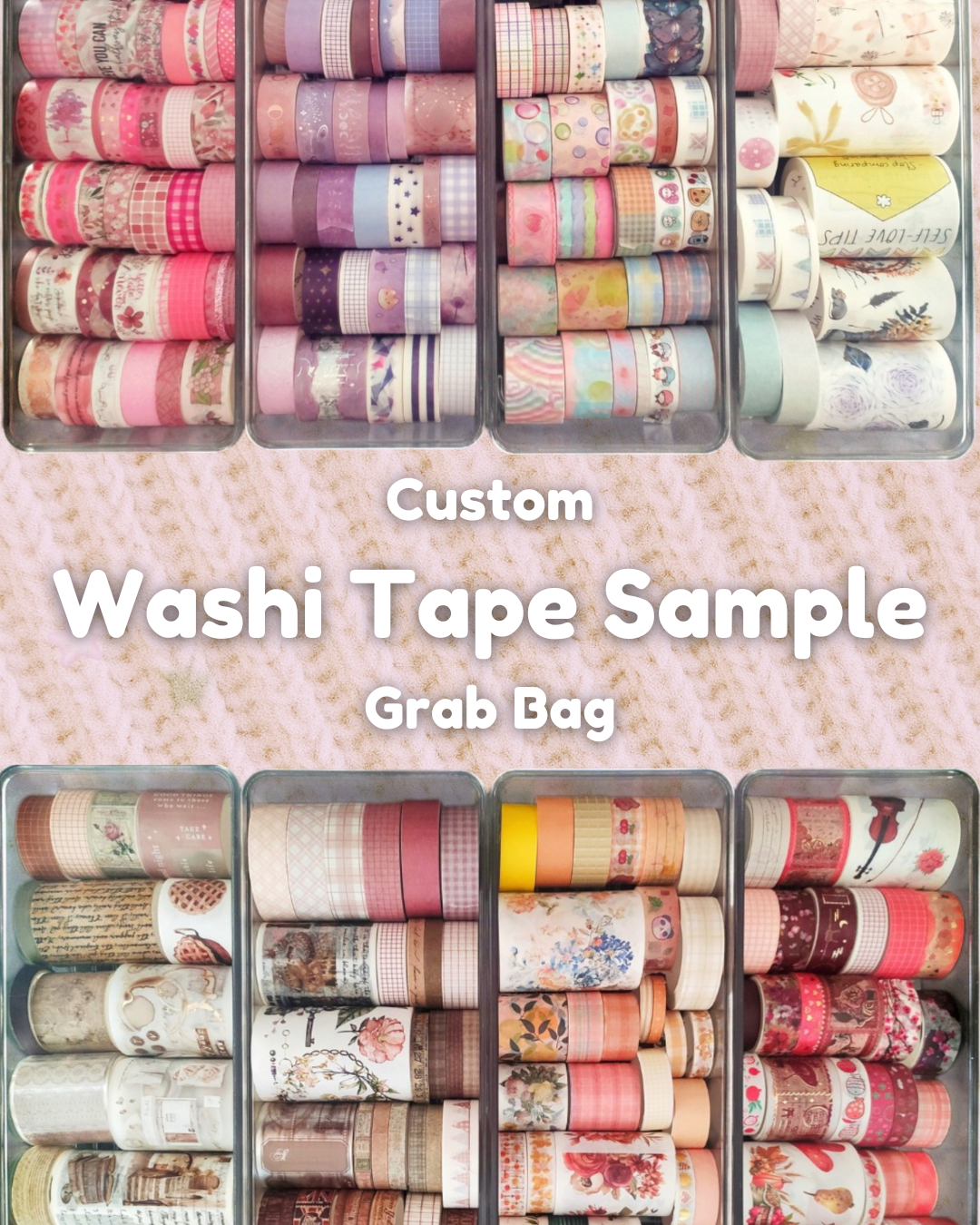 Custom Washi Tape Sample Grab Bag – Pick Your Washis, Kawaii & Aesthetic Washi Tape Samples for Journaling and Crafting