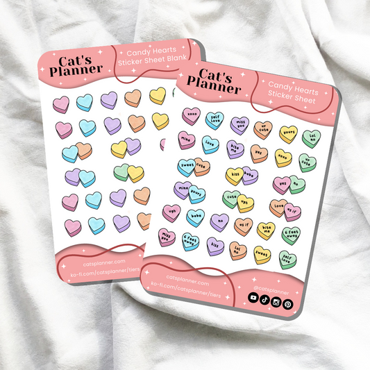 Candy Hearts Sticker Sheets - Digital